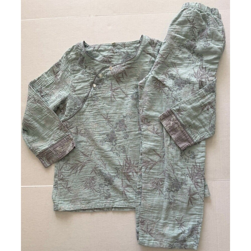 Ownkoti Women’s. Green Bamboo Jacquard Cotton Gauze Pajamas M (see Measurements)